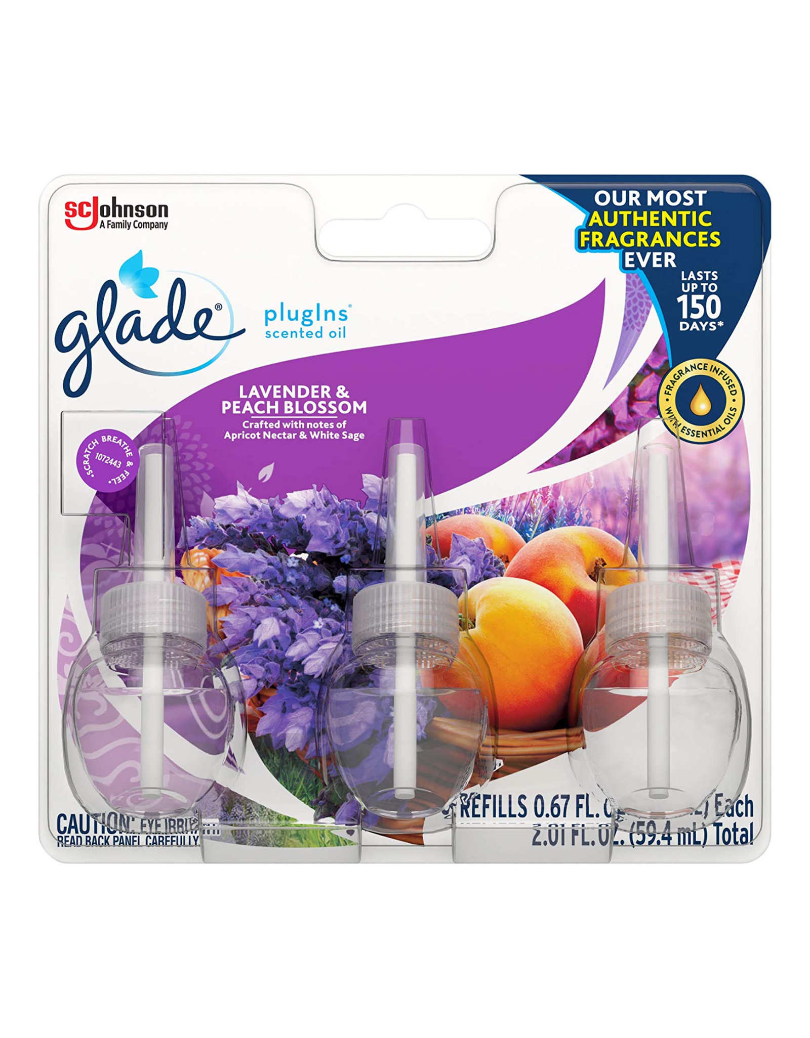 Glade PlugIns Refills Air Freshener, Scented Oil, Lavender & Peach